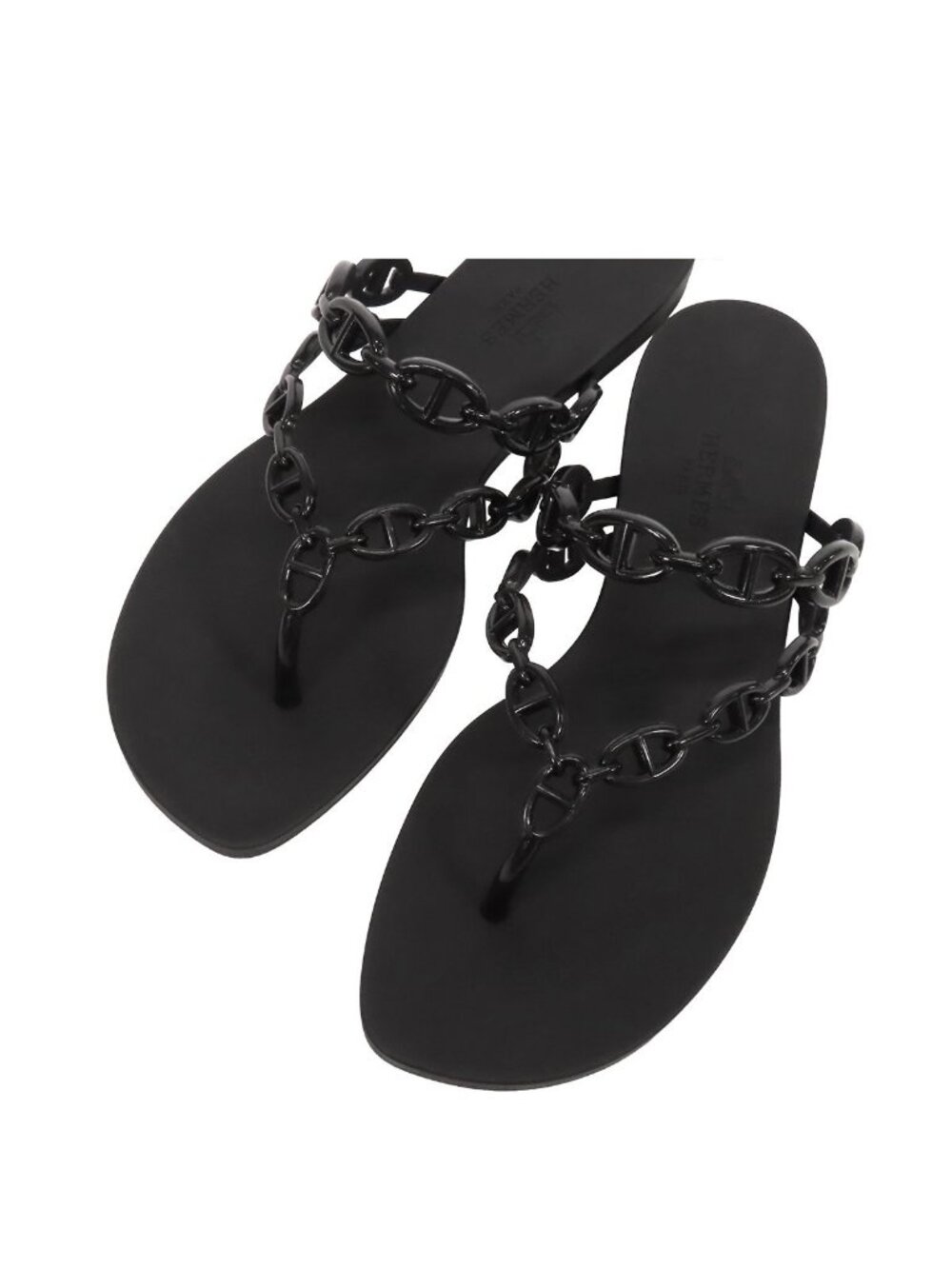 Hermes Island Black Rubber Thermo Polyurethane Chaine D'ancre Sandals